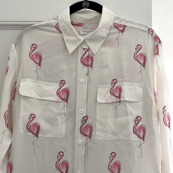 Equipment Signature Flamingo Print Silk Shirt (Size Small) - Picture 3 of 4